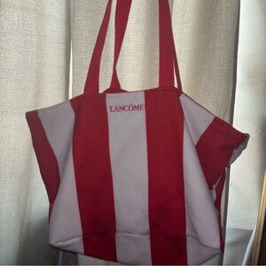 Lancôme Beach Towel Tote Bag Orange And White - 15”x13”x7”-